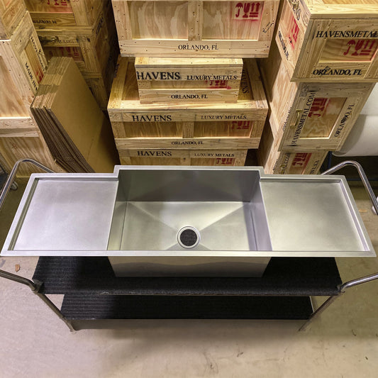 Custom Double Drainboard Sink - Stainless - Havens | Luxury Metals