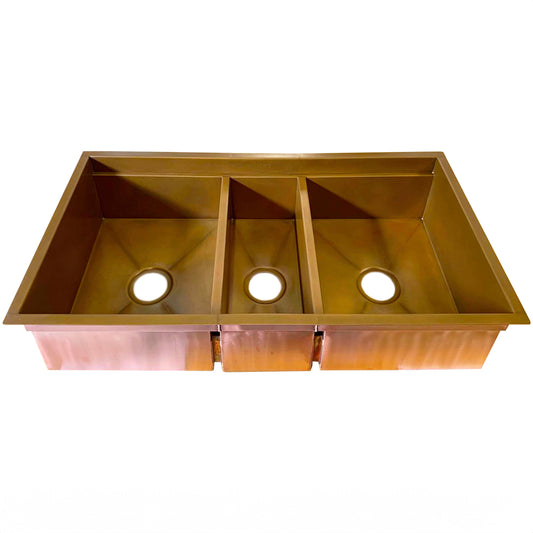 Legacy Triple Bowl Sink - Pure Copper