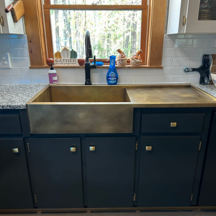 Drainboard Farmhouse Sink - Premium Brass