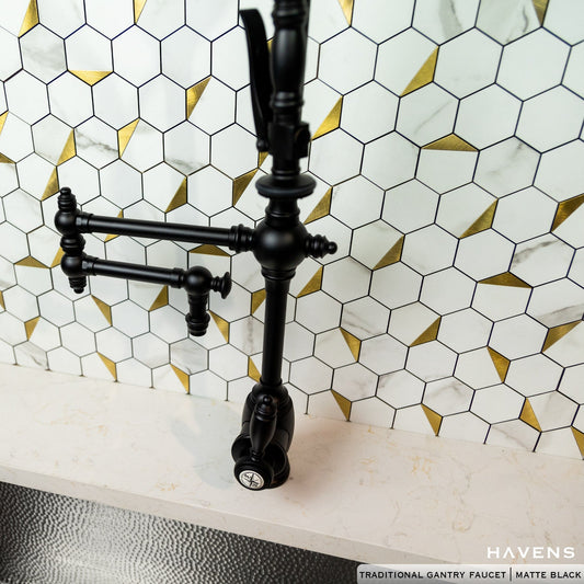 Waterstone Traditional Gantry Faucet – Articulated Spout 4410-12 - Havens | Luxury Metals