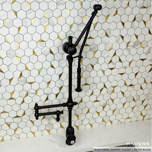 Waterstone Traditional Gantry Faucet – Articulated Spout 4410-12 - Havens | Luxury Metals
