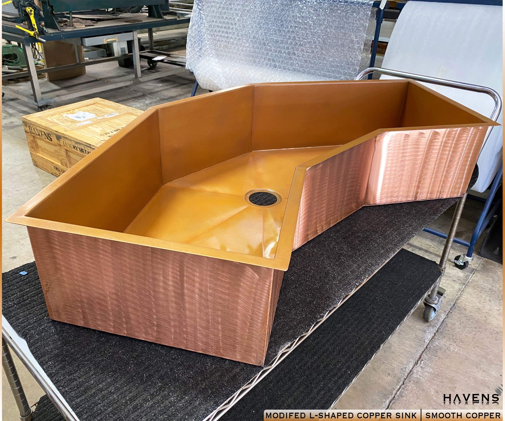 Custom Corner Sink - Pure Copper - Havens | Luxury Metals