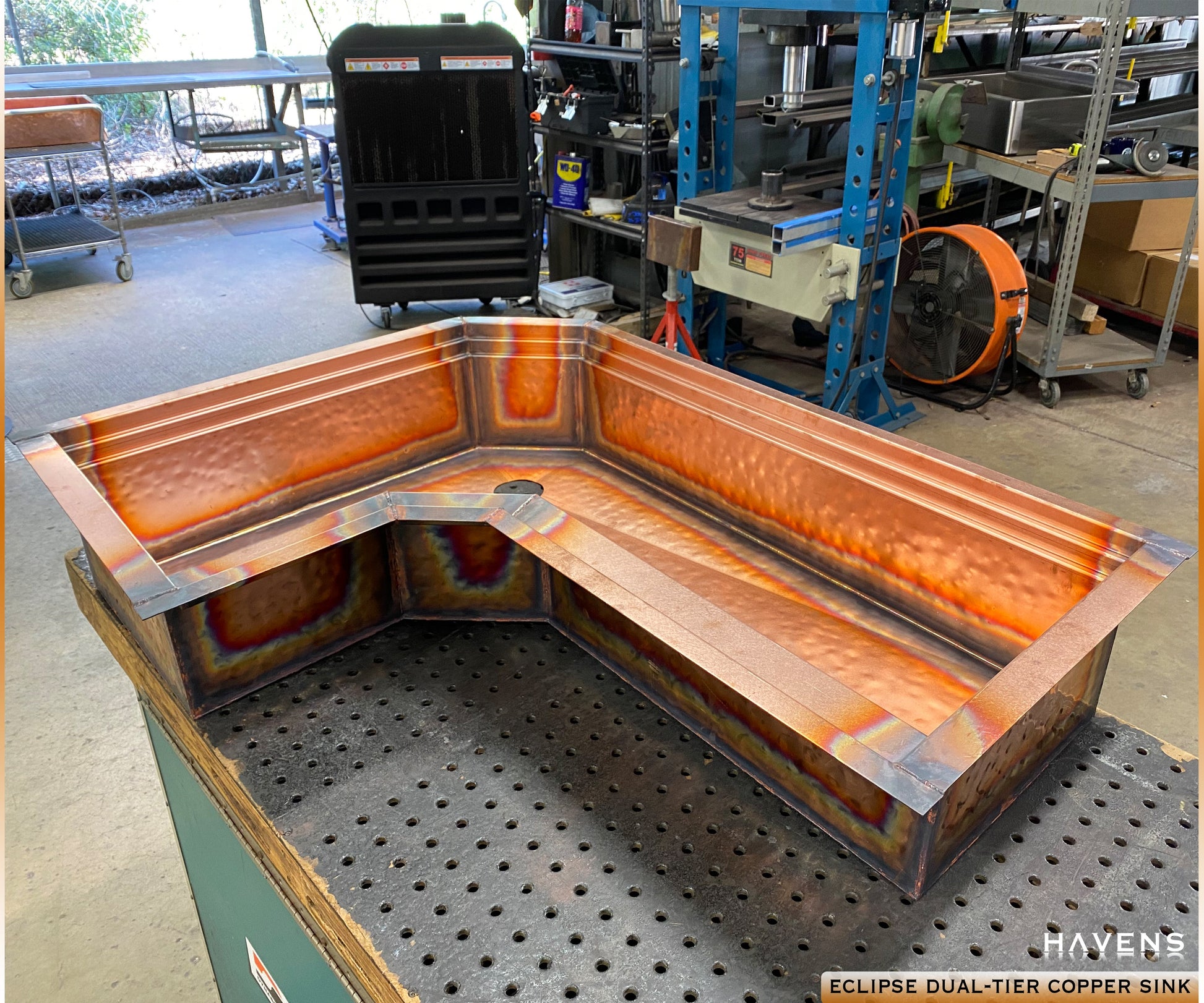 Custom Corner Sink - Pure Copper - Havens | Luxury Metals