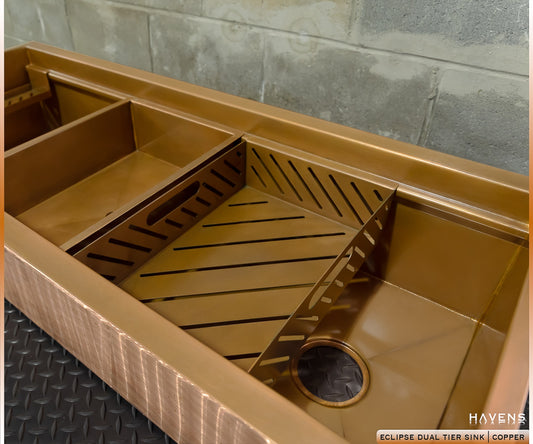 Eclipse Dual-Tier Sink - Pure Copper - Havens | Luxury Metals