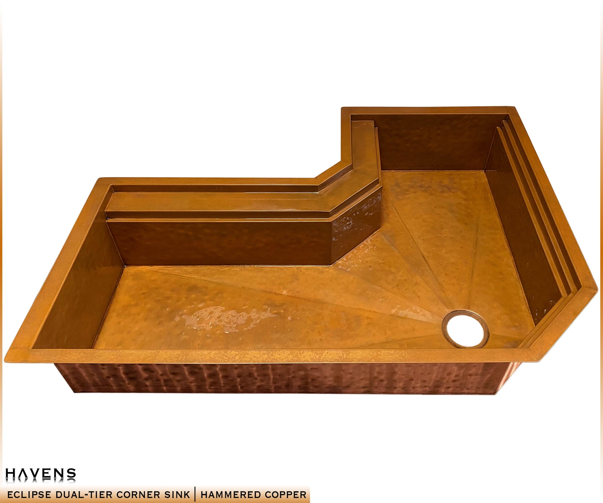 Custom Corner Sink - Pure Copper - Havens | Luxury Metals