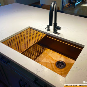 Smooth Copper Drying Rack on advanced sink ledge 