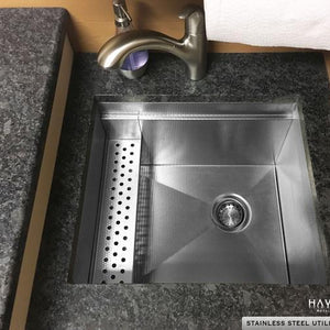 Custom stainless steel utility sink - textured stainless