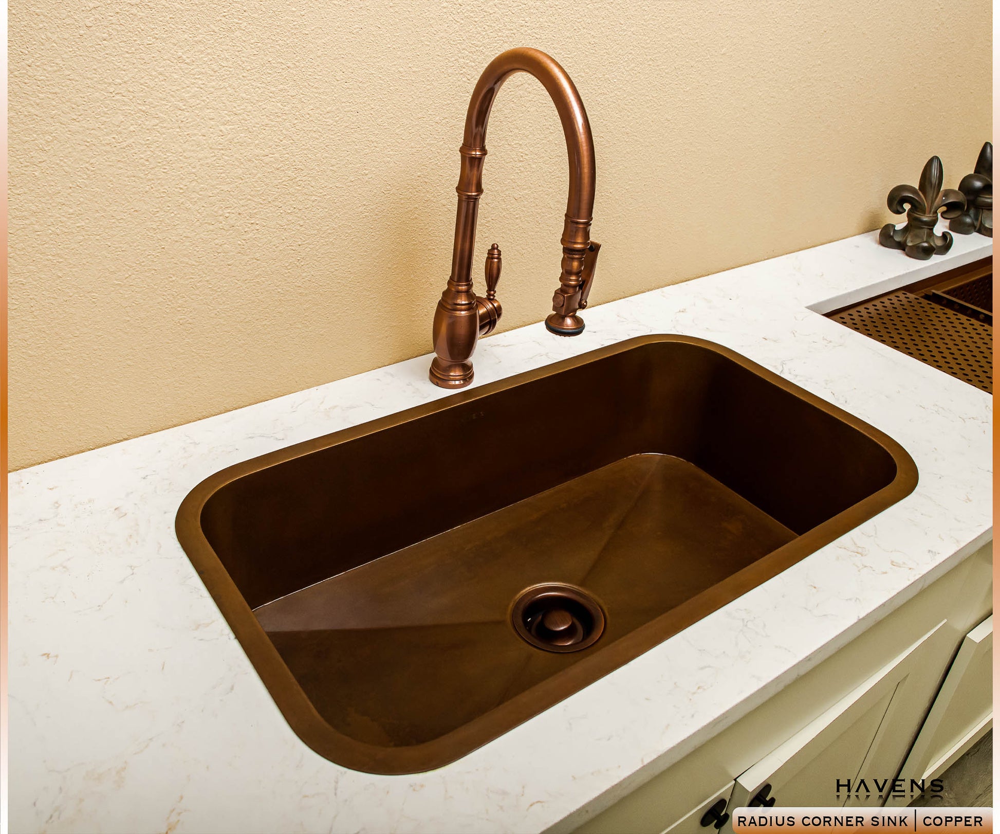 Custom Radius Corner Sink - Copper - Havens | Luxury Metals