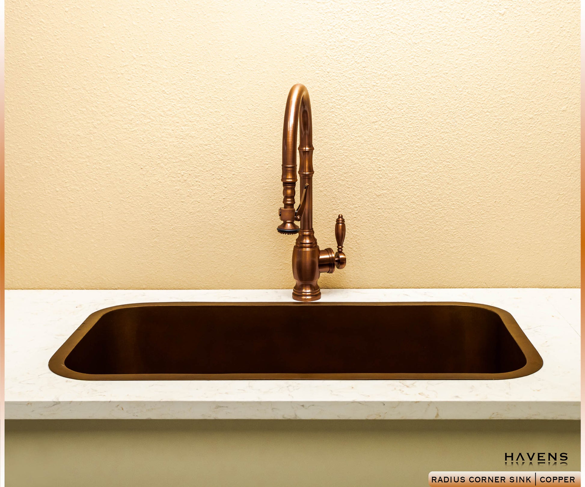 Custom Radius Corner Sink - Copper - Havens | Luxury Metals