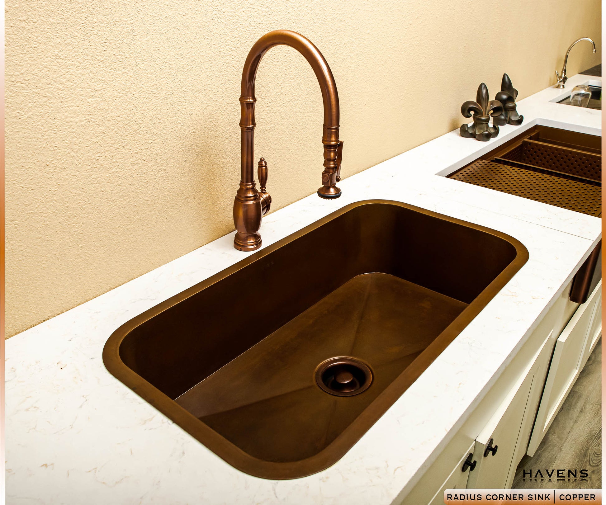 Custom Radius Corner Sink - Copper - Havens | Luxury Metals