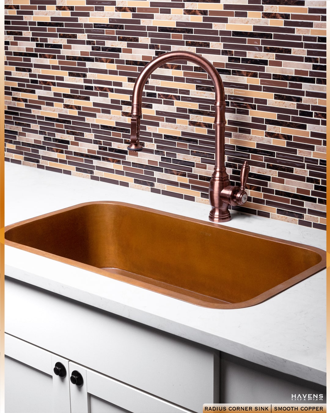 Custom Radius Corner Sink - Copper - Havens | Luxury Metals