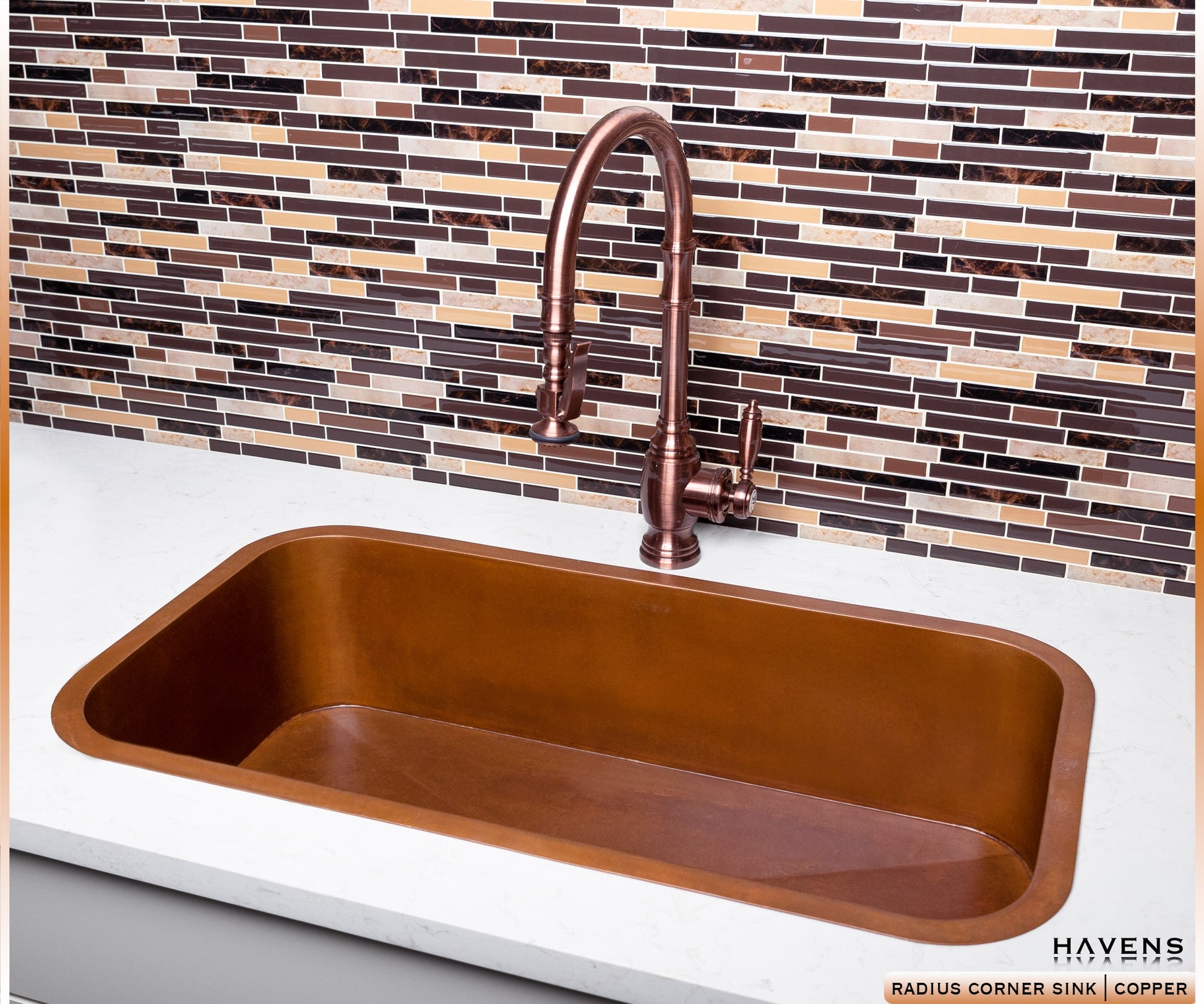 Custom Radius Corner Sink - Copper - Havens | Luxury Metals
