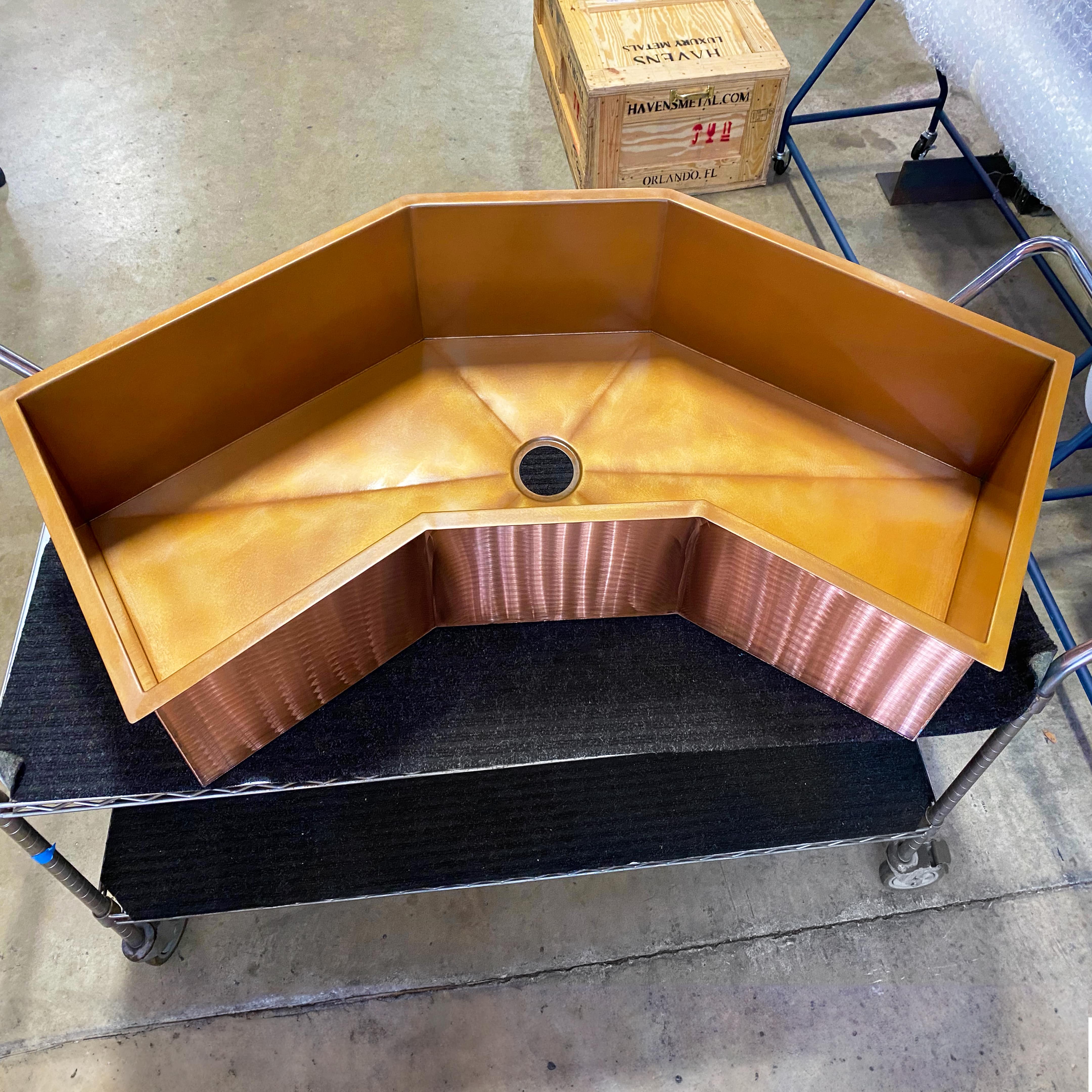 Custom Corner Sink - Pure Copper - Havens | Luxury Metals