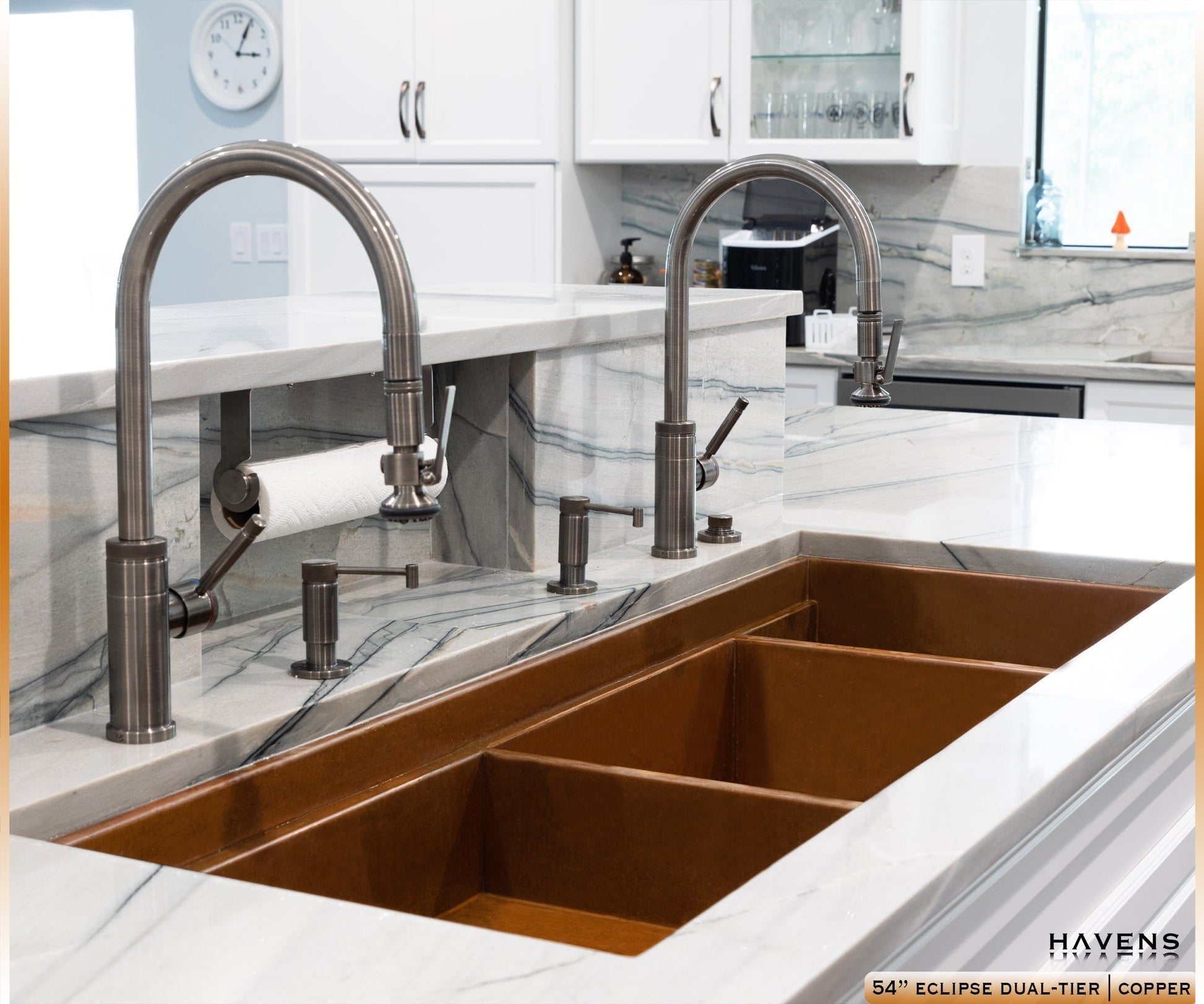 Eclipse Double Bowl Sink - Pure Copper - Havens | Luxury Metals