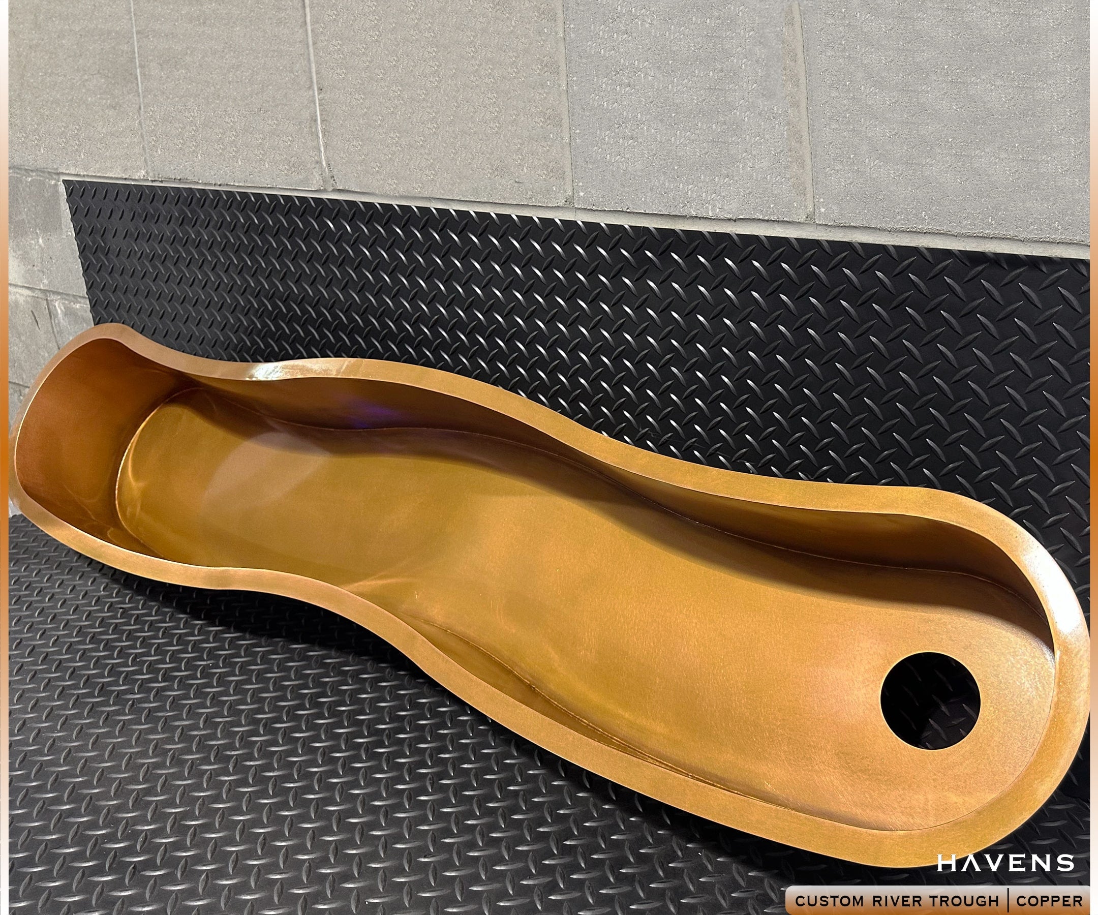 Custom River Trough Sink - Pure Copper - Havens | Luxury Metals
