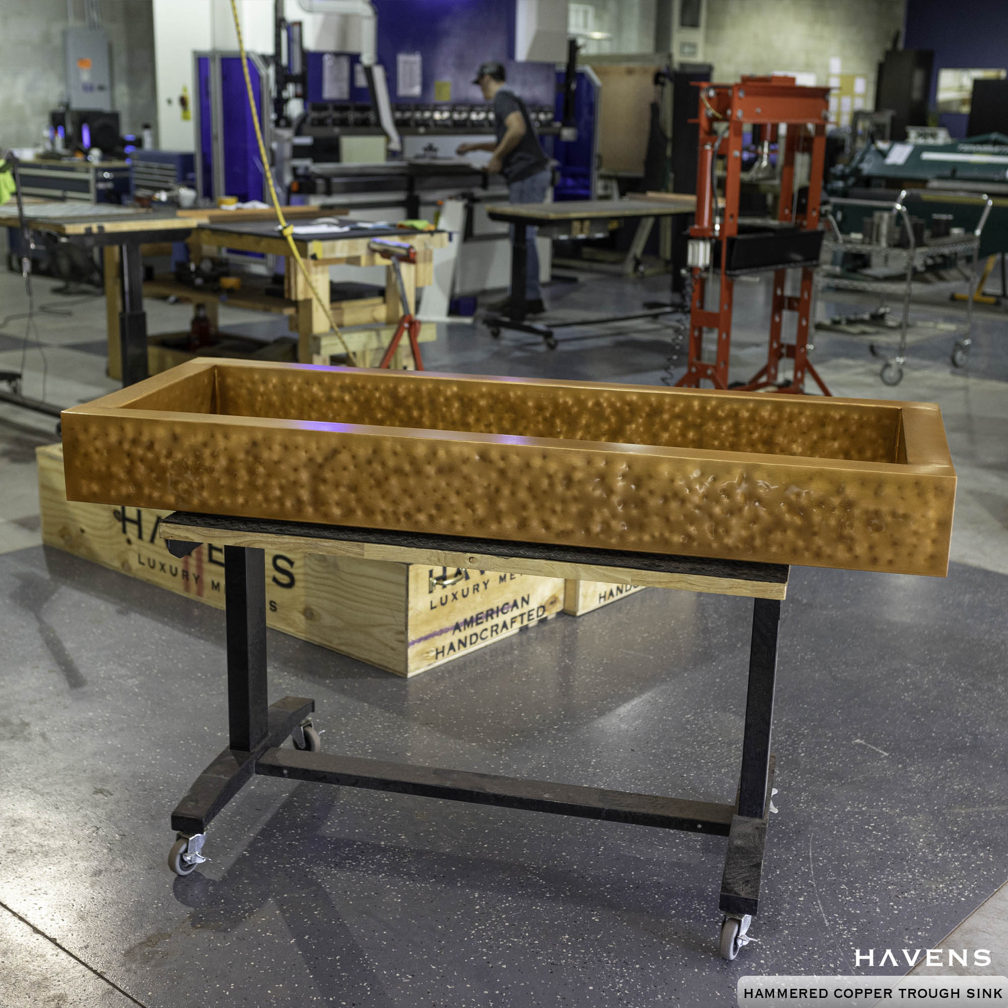 Custom Farmhouse Trough Sink - Pure Copper - Havens | Luxury Metals