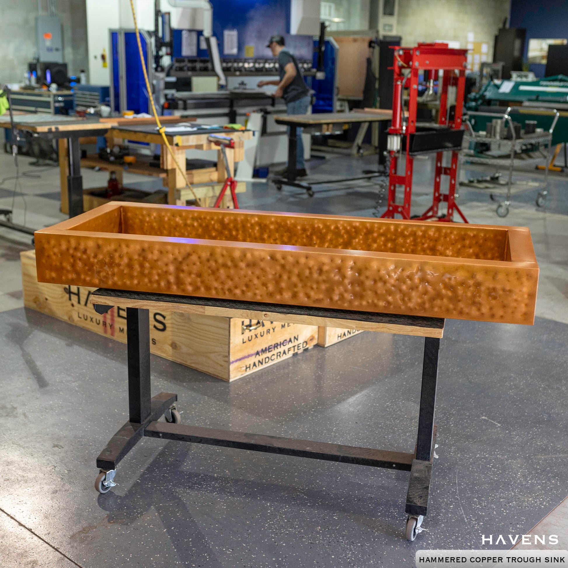 Custom Farmhouse Trough Sink - Pure Copper - Havens | Luxury Metals