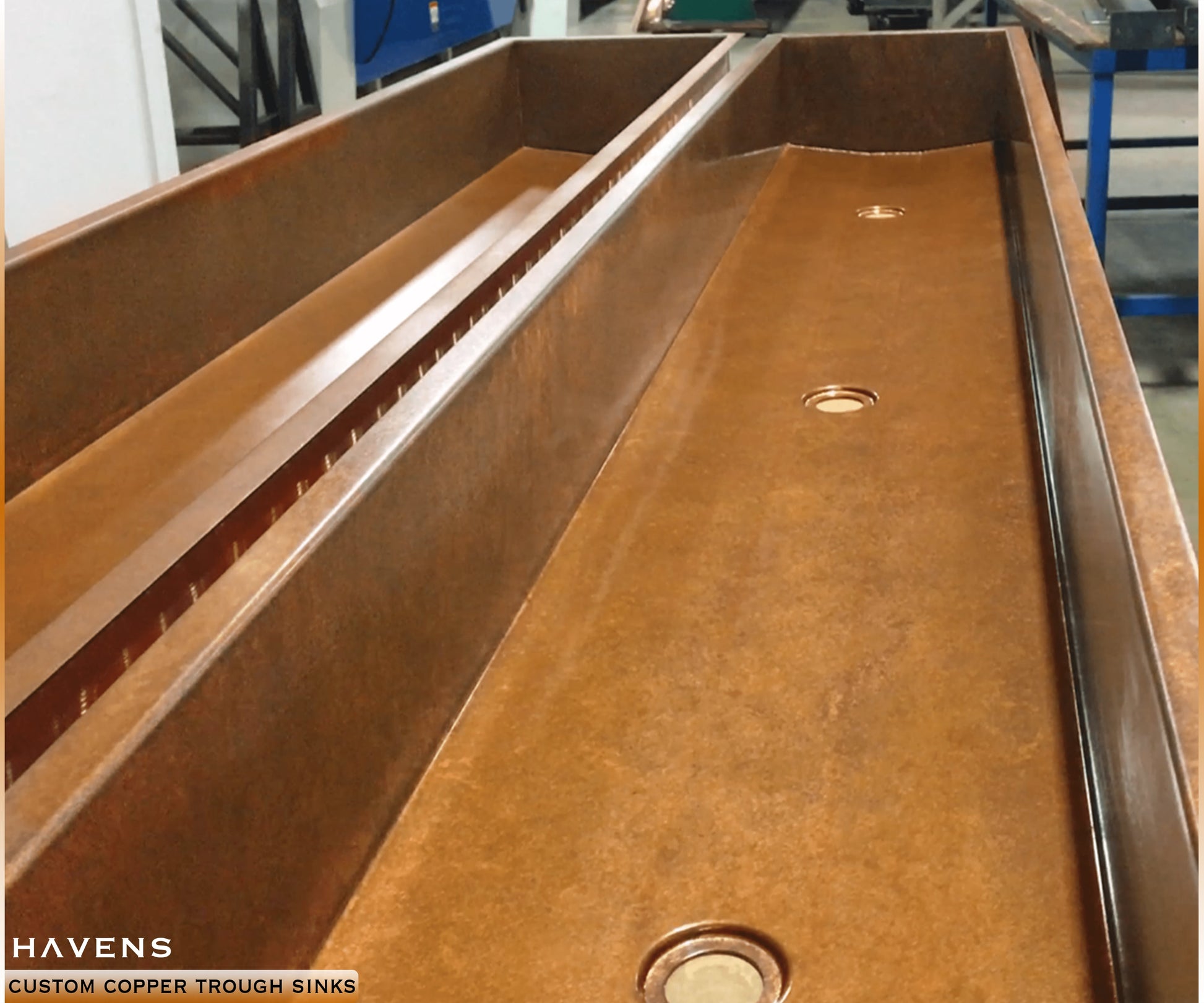 Custom Trough Sink - Pure Copper - Havens | Luxury Metals