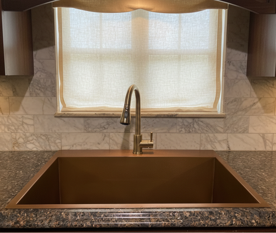 Copper Topmount with faucet deck