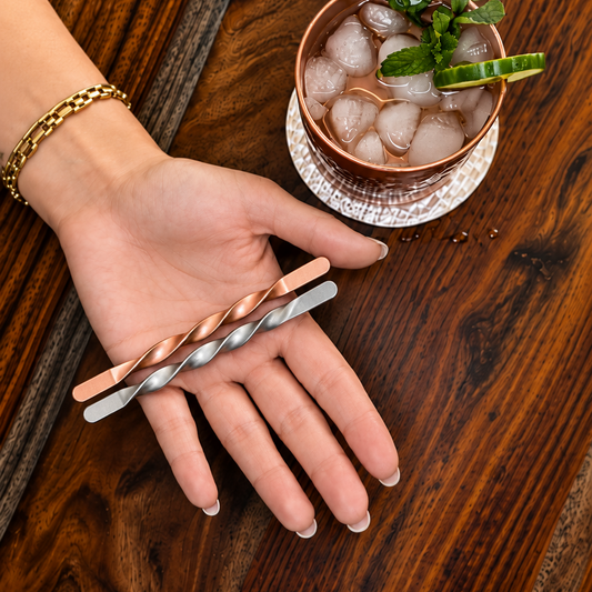 Copper and Stainless Drink Stirrers