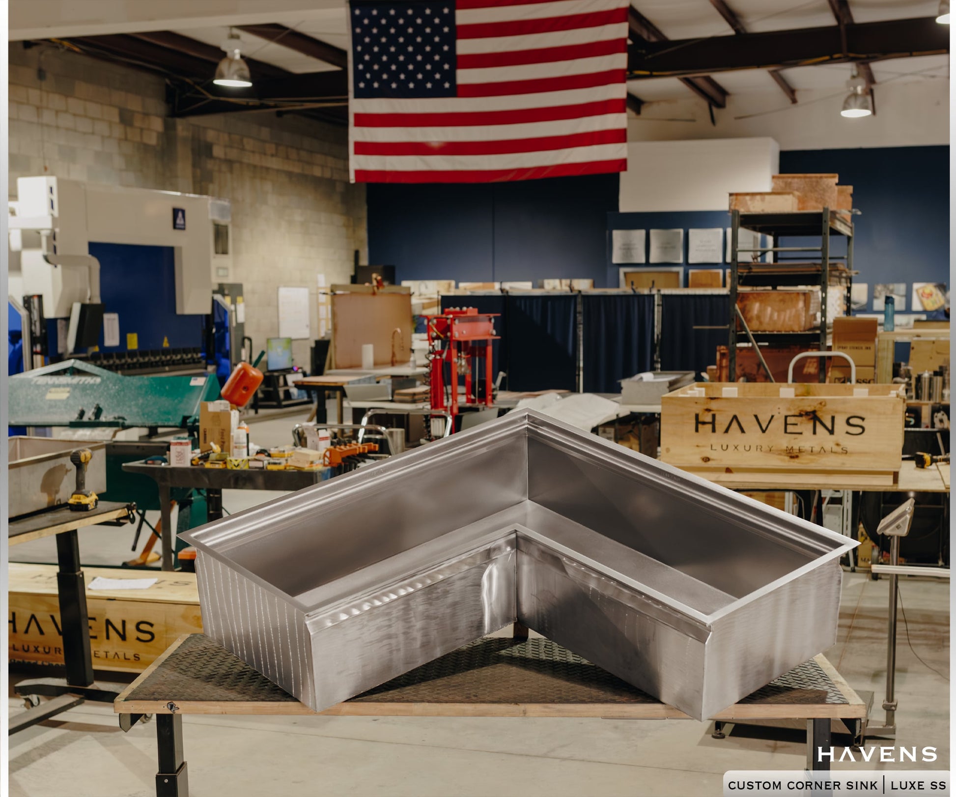 Custom Corner Sink - Stainless - Havens | Luxury Metals