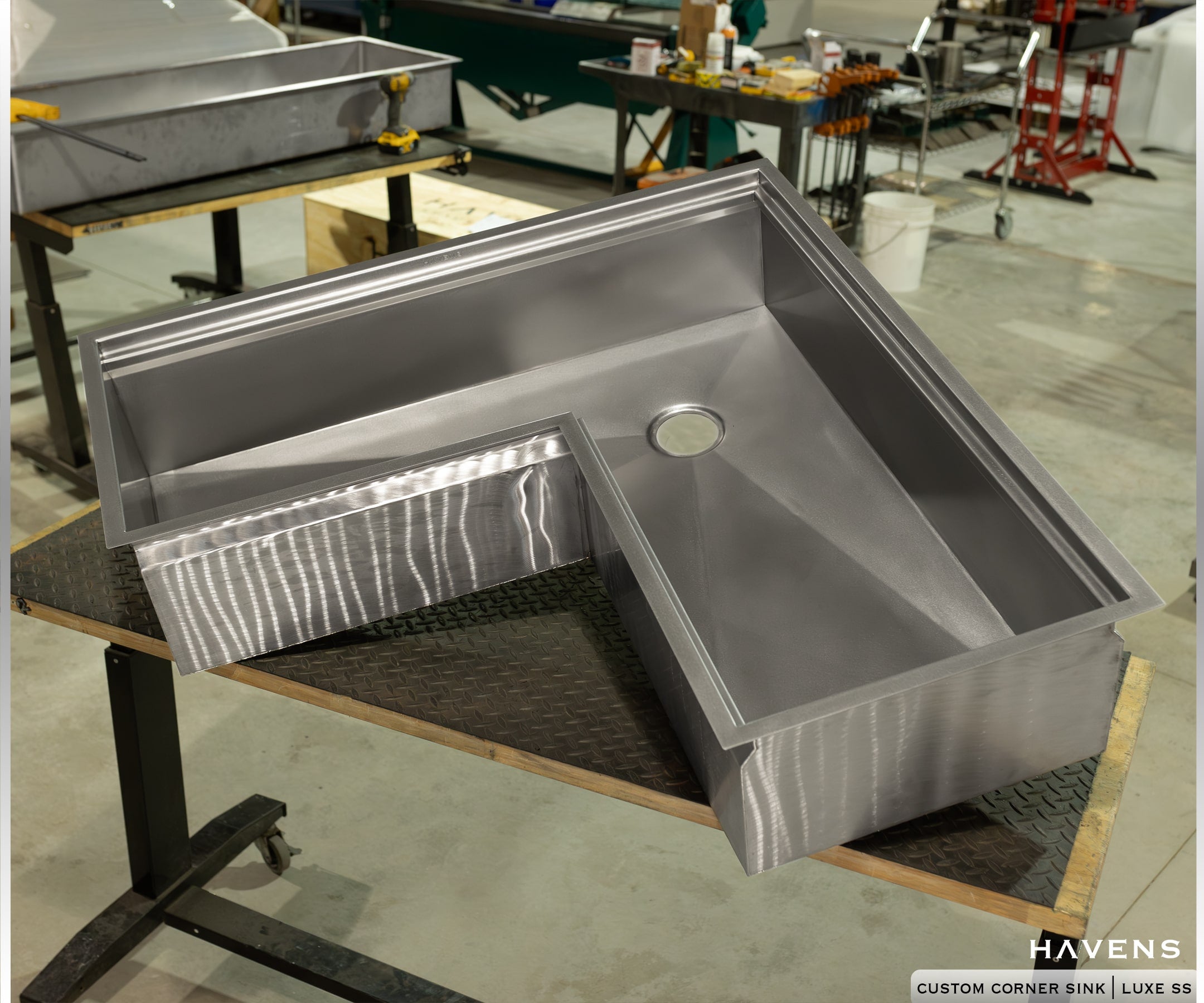 Custom Corner Sink - Stainless - Havens | Luxury Metals