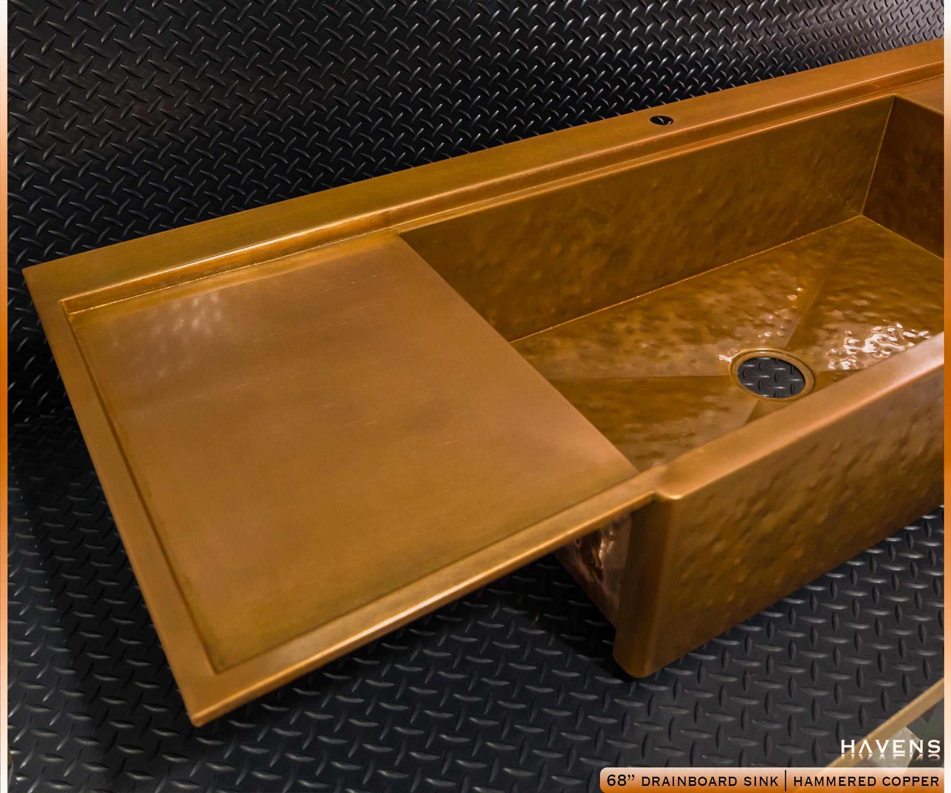 Custom Drainboard Sink - Pure Copper - Havens | Luxury Metals