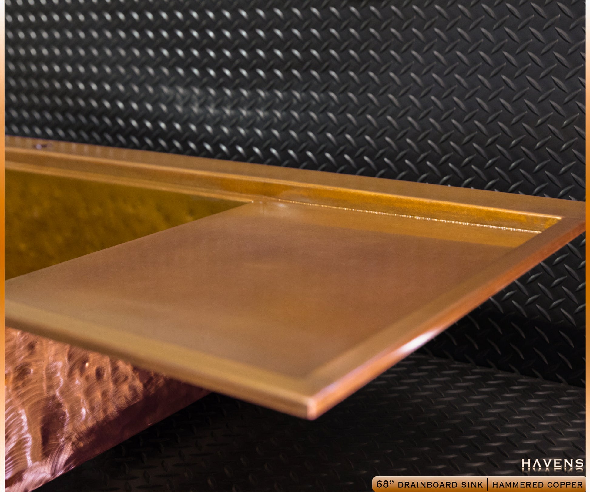 Custom Drainboard Sink - Pure Copper - Havens | Luxury Metals