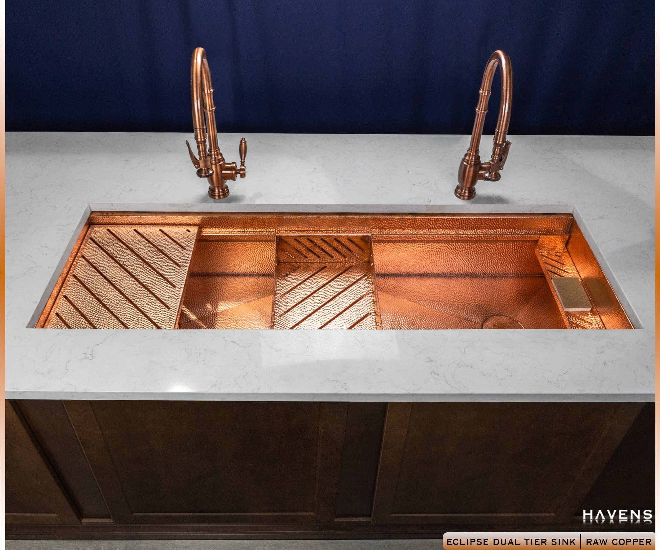 Eclipse Dual-Tier Sink - Pure Copper - Havens | Luxury Metals