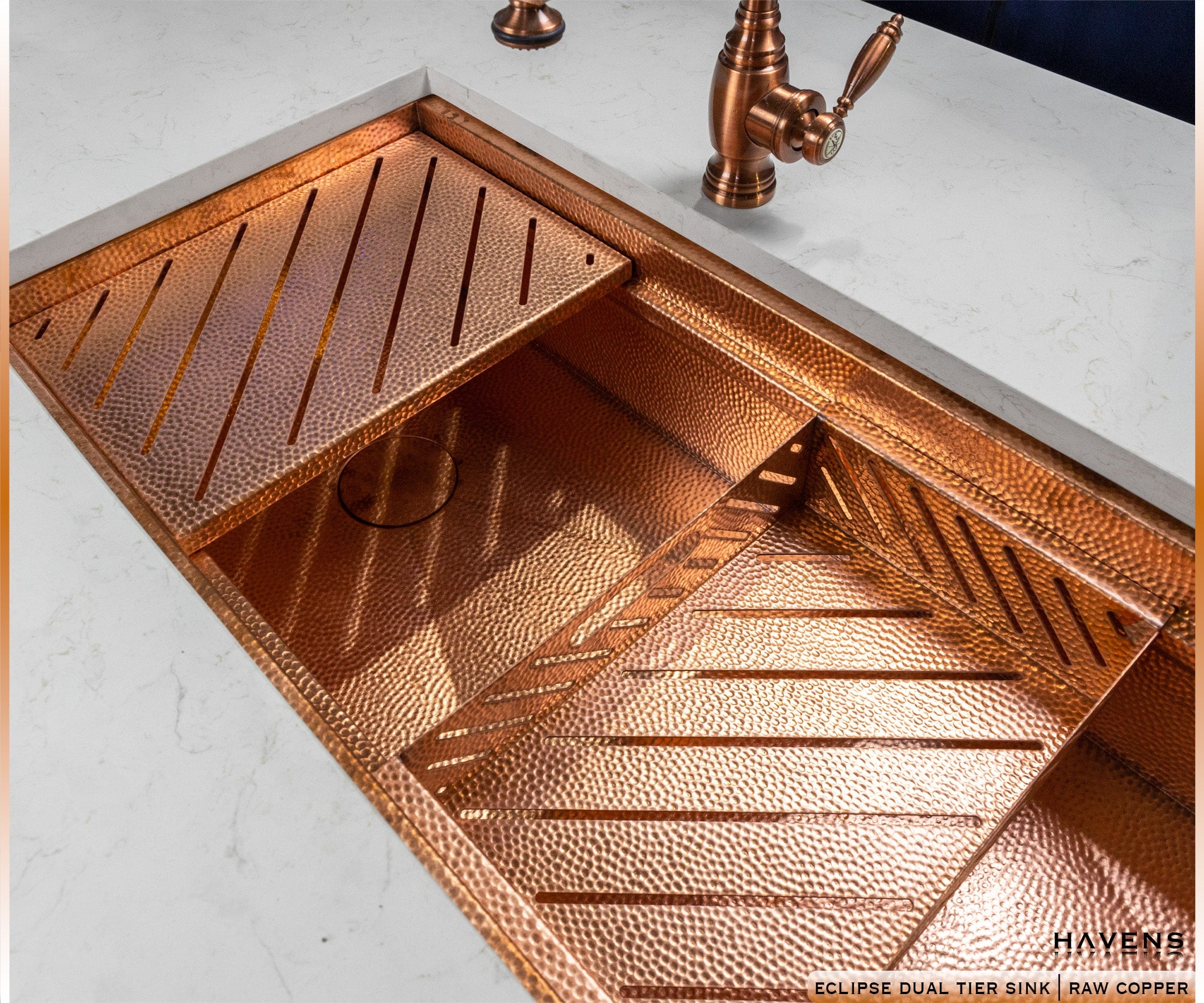 Eclipse Dual-Tier Sink - Pure Copper - Havens | Luxury Metals