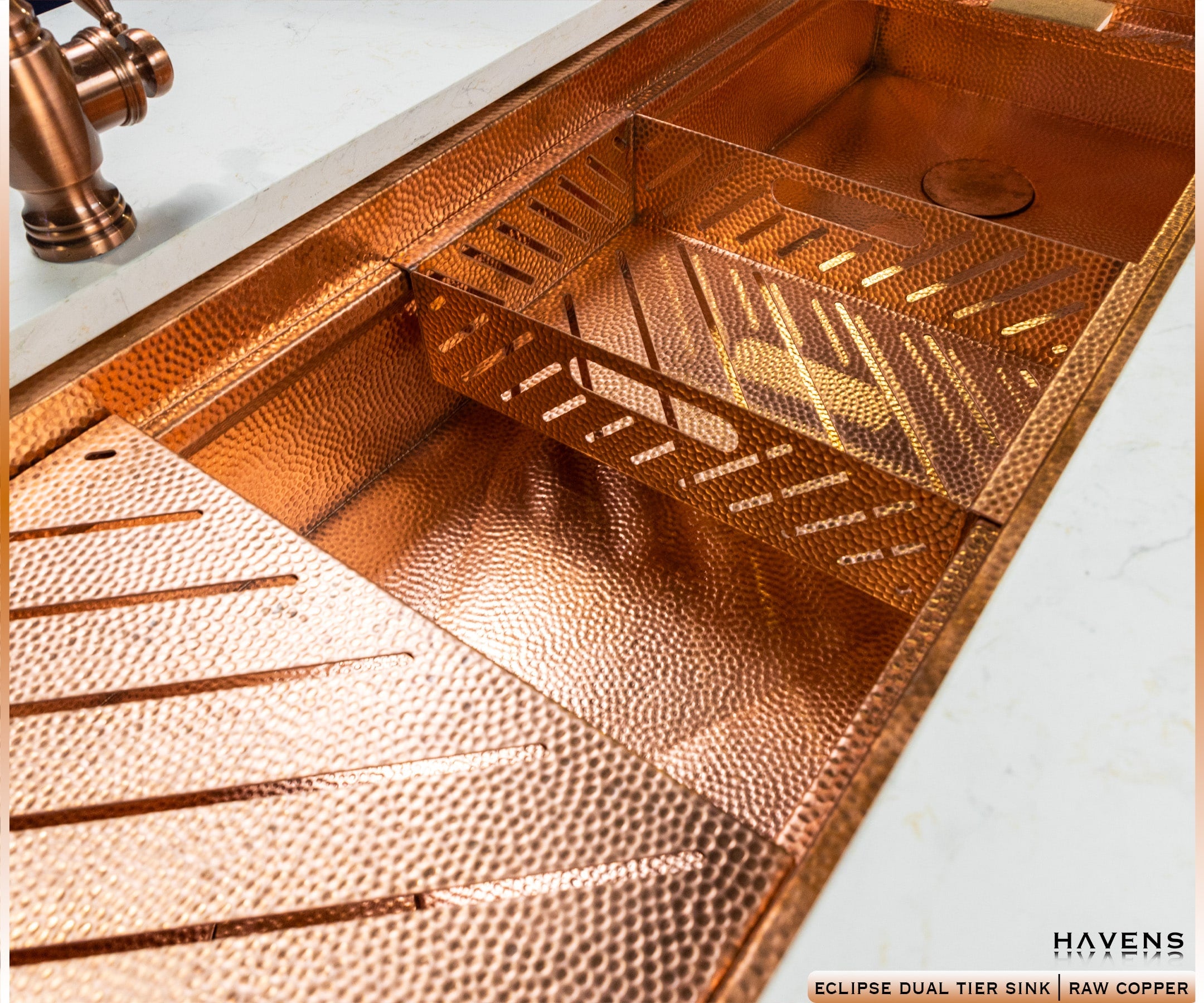 Eclipse Dual-Tier Sink - Pure Copper - Havens | Luxury Metals