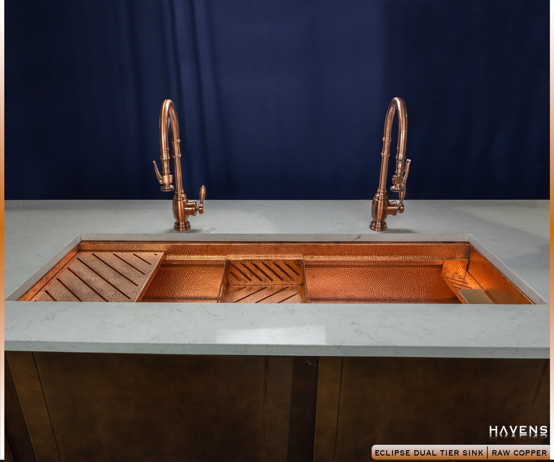 Eclipse Dual-Tier Sink - Pure Copper - Havens | Luxury Metals
