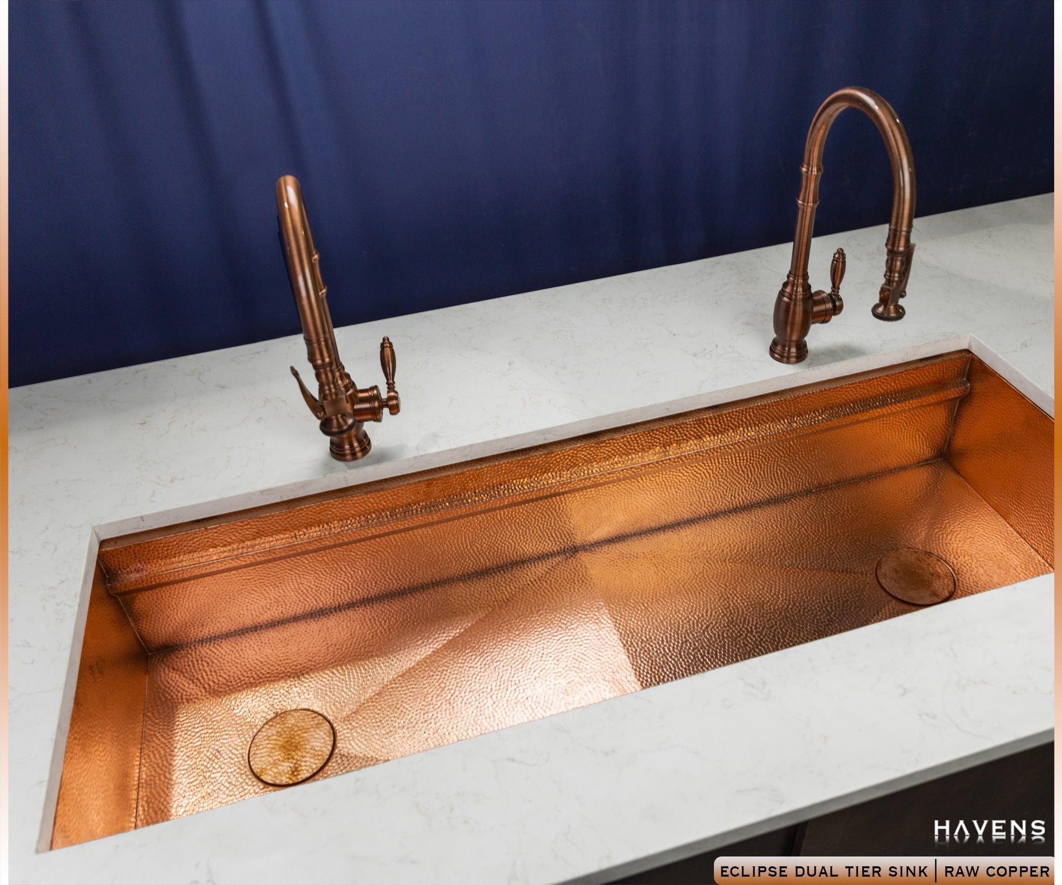Eclipse Dual-Tier Sink - Pure Copper - Havens | Luxury Metals