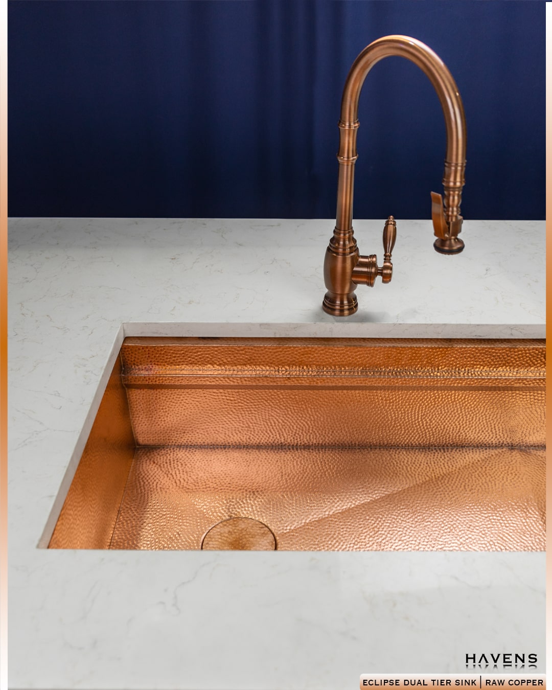 Eclipse Dual-Tier Sink - Pure Copper - Havens | Luxury Metals