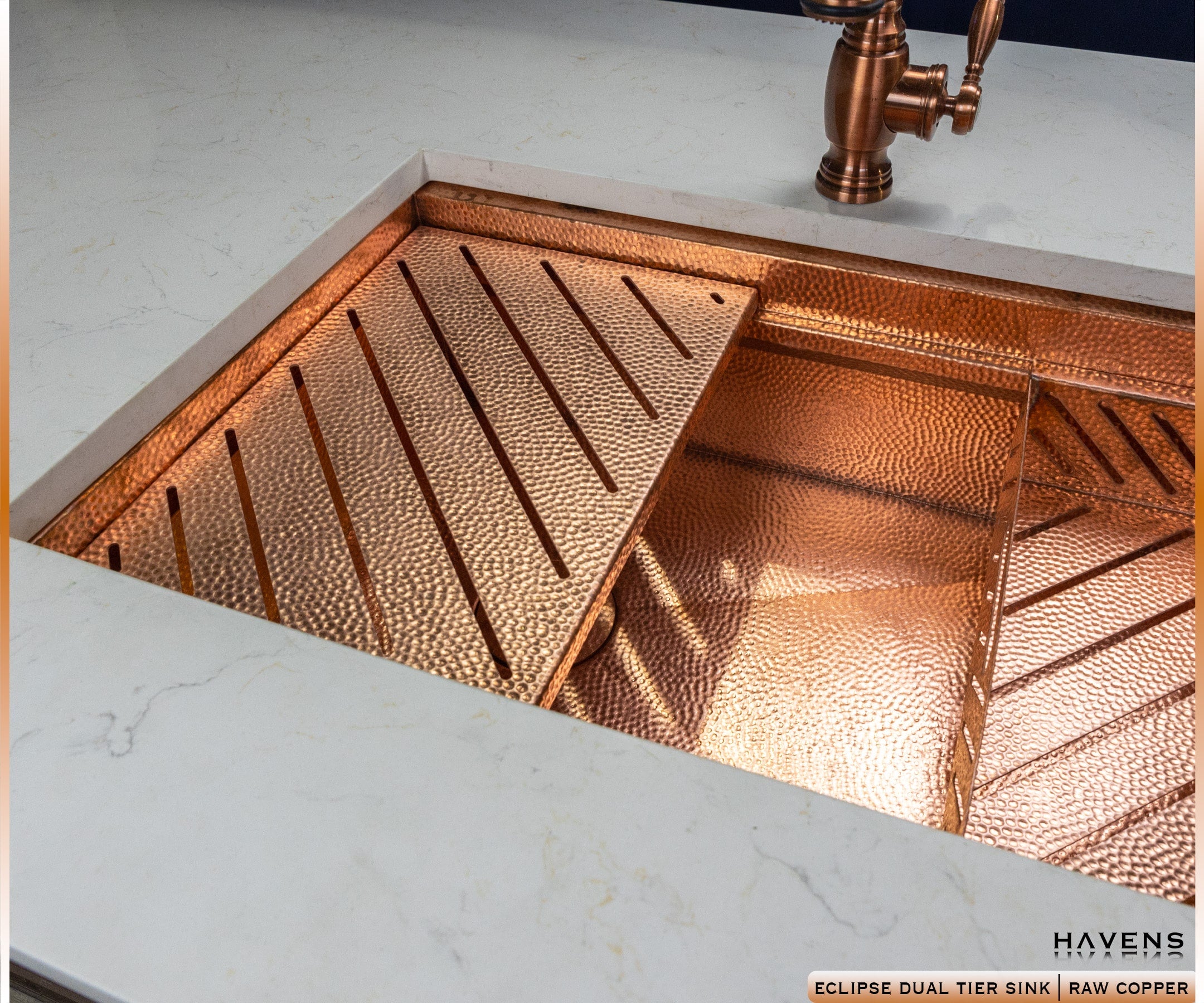 Eclipse Dual-Tier Sink - Pure Copper - Havens | Luxury Metals