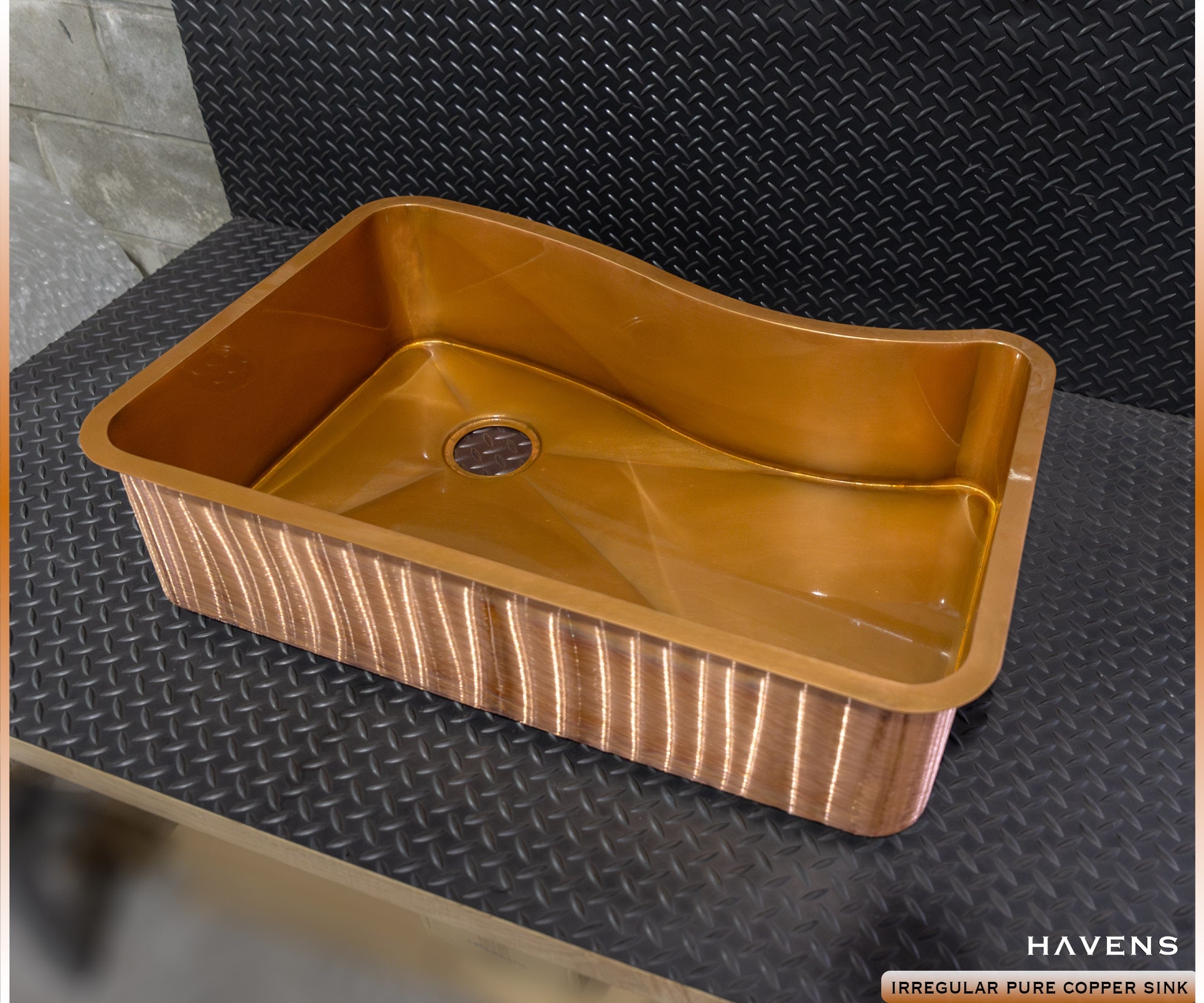 Custom Irregular Shape Sink - Pure Copper - Havens | Luxury Metals