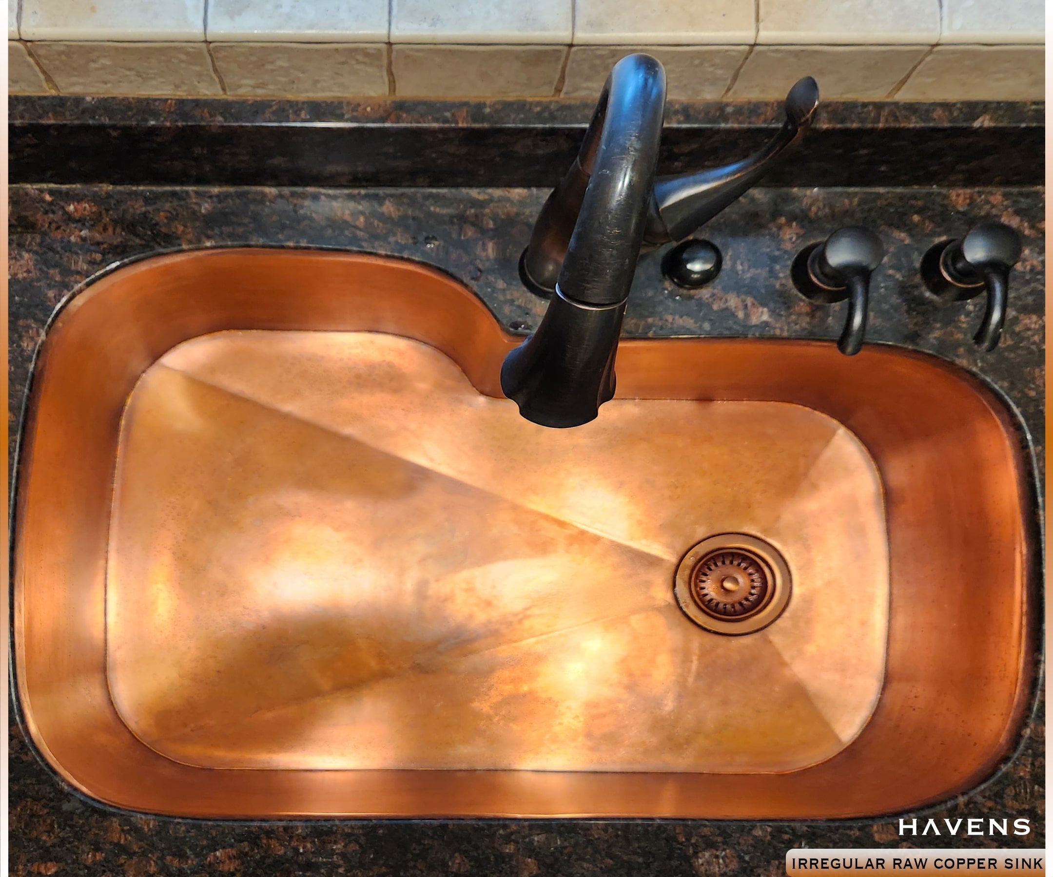 Custom Irregular Shape Sink - Pure Copper - Havens | Luxury Metals