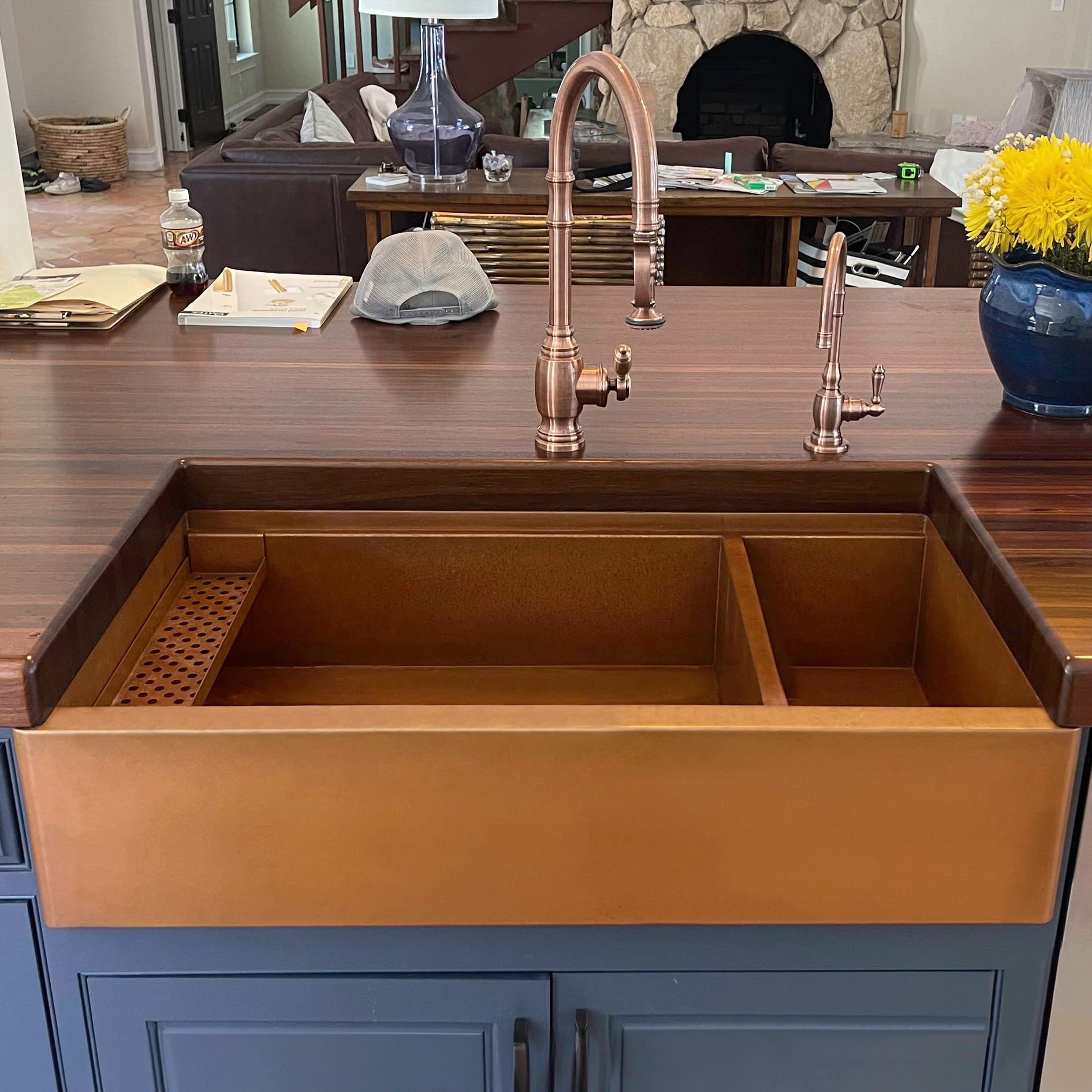 Double Bowl Farmhouse Sink - Pure Copper - Havens | Luxury Metals