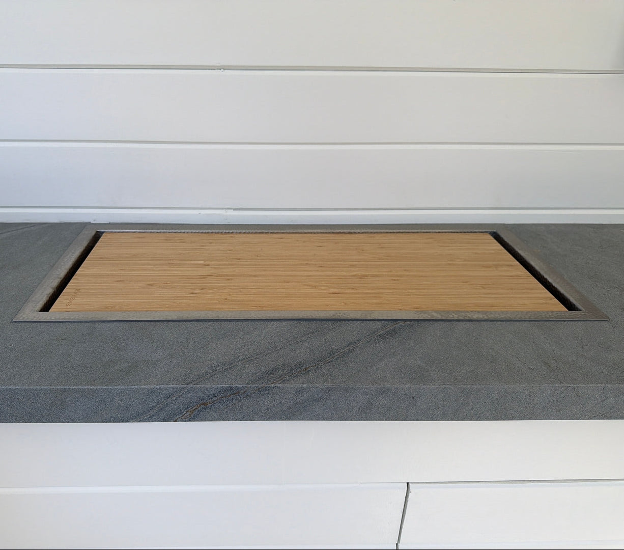 Micro Hammered Stainless Trough with Cutting Board Cover