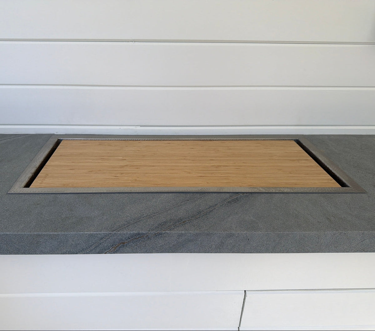 Micro Hammered Stainless Trough with Cutting Board Cover