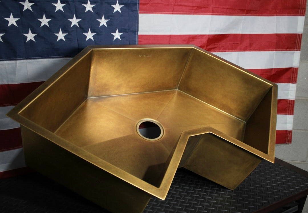 Corner Sink - Premium Brass