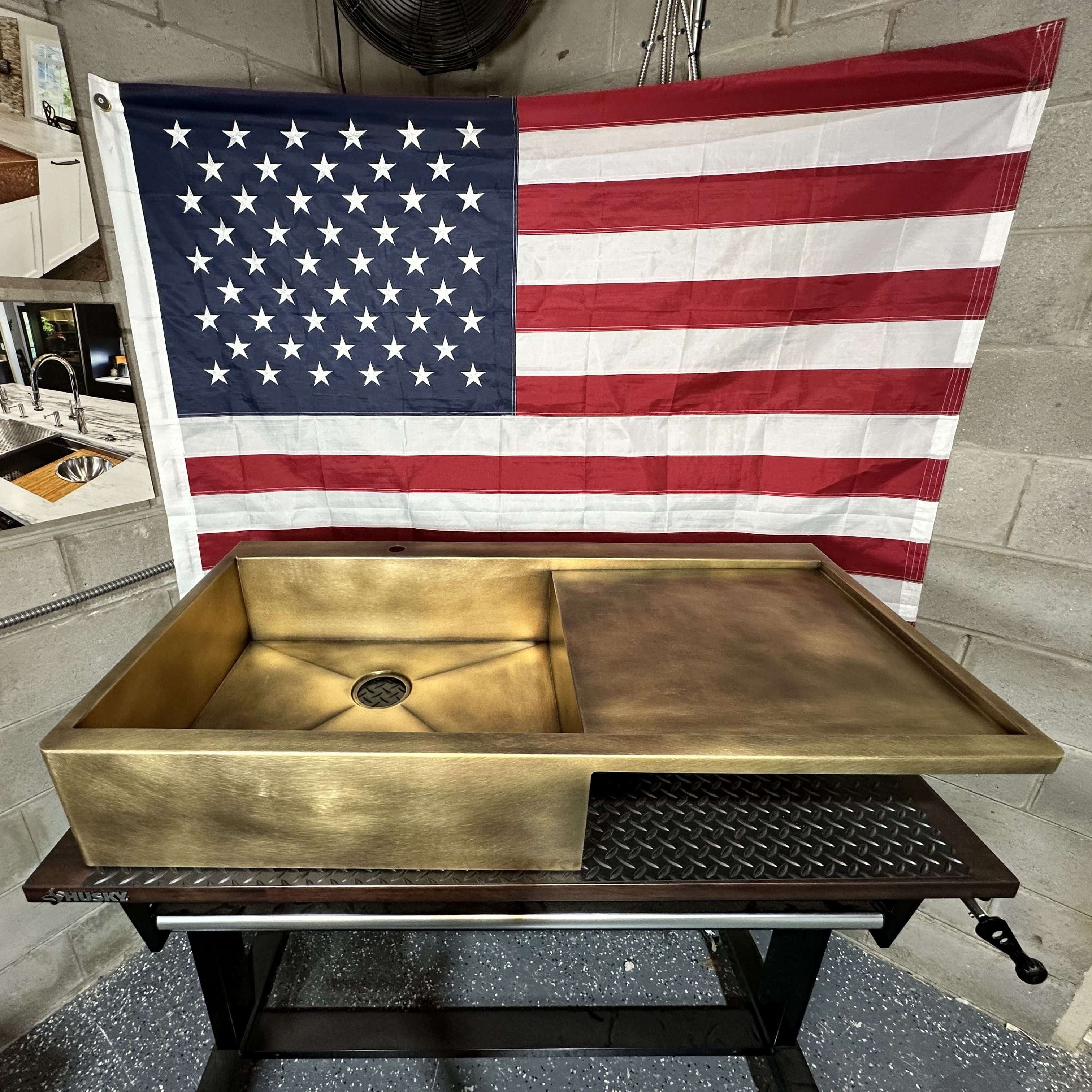 Natural Brass Drainboard Sink