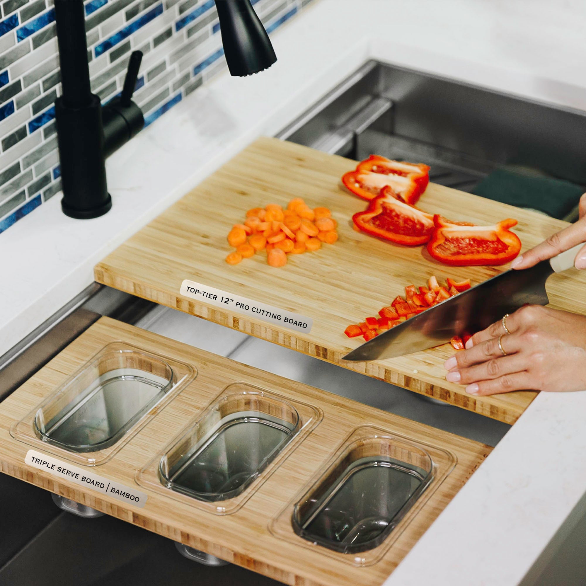 Custom Cutting board with hot trough