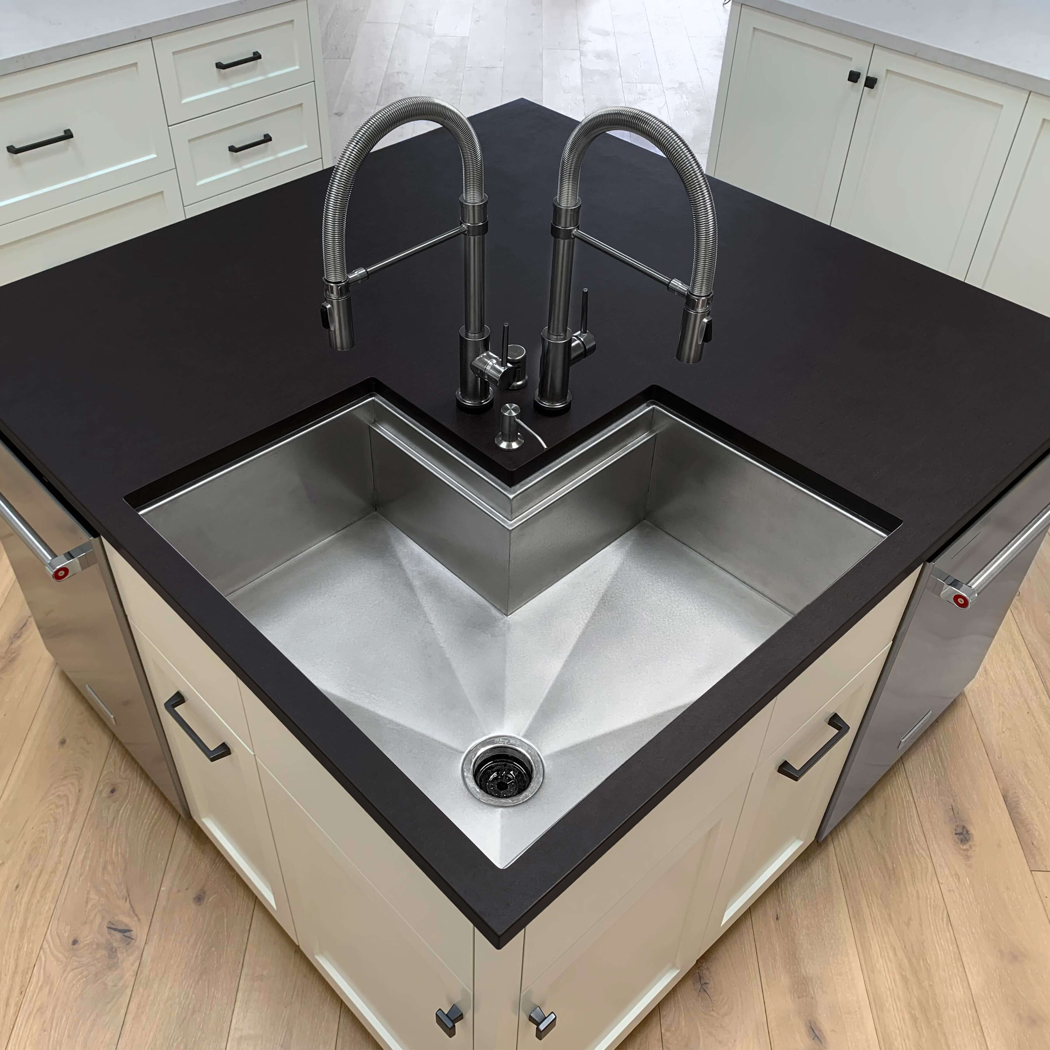 Cossh Sinks Custom Corner Sink - Stainless