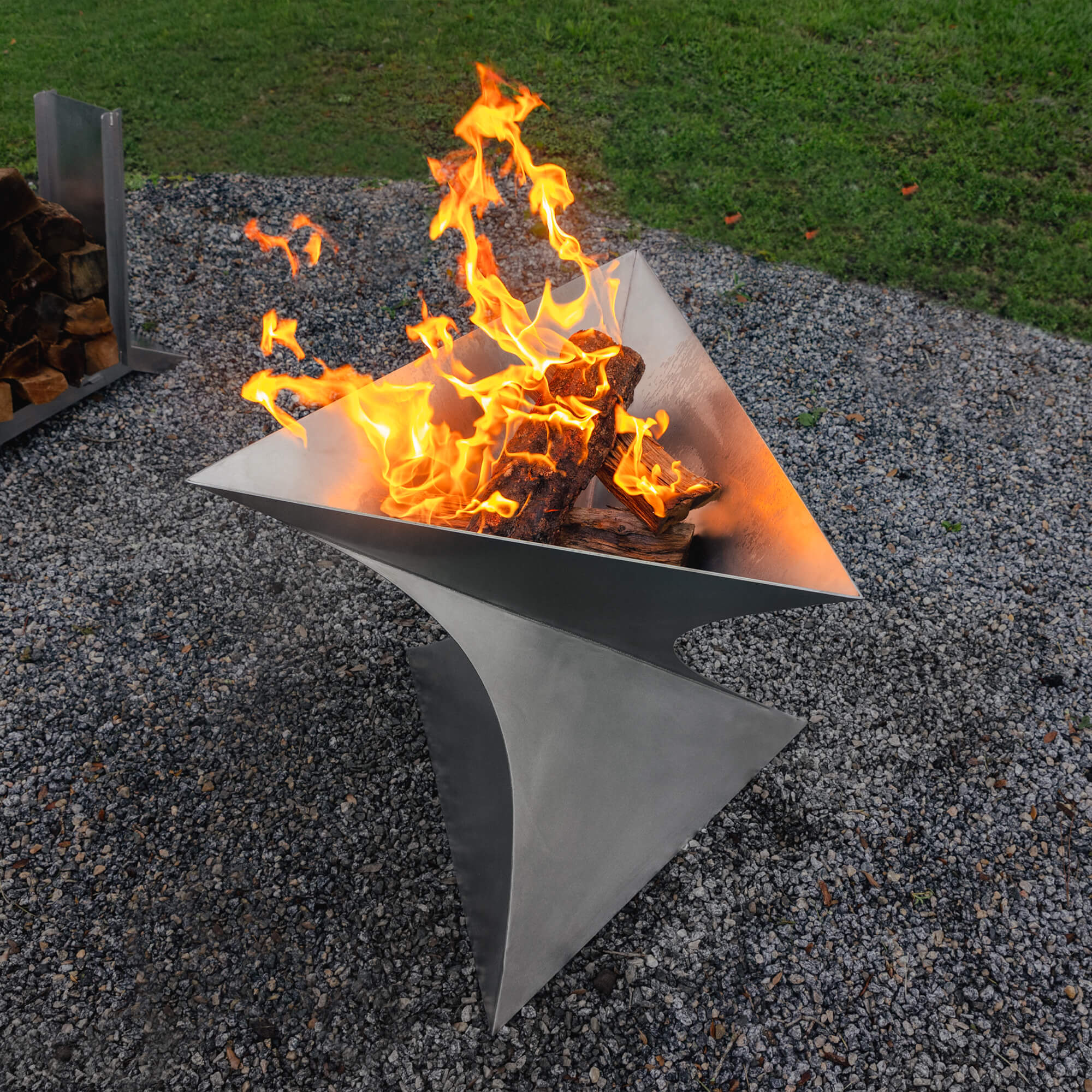 Fire Making Metal Trinity Fire Pit - Stainless Steel - Havens | Luxury Metals