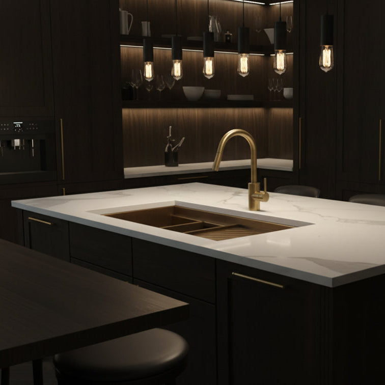 Undermount Eclipse Dual Tier Sink Natural Brass
