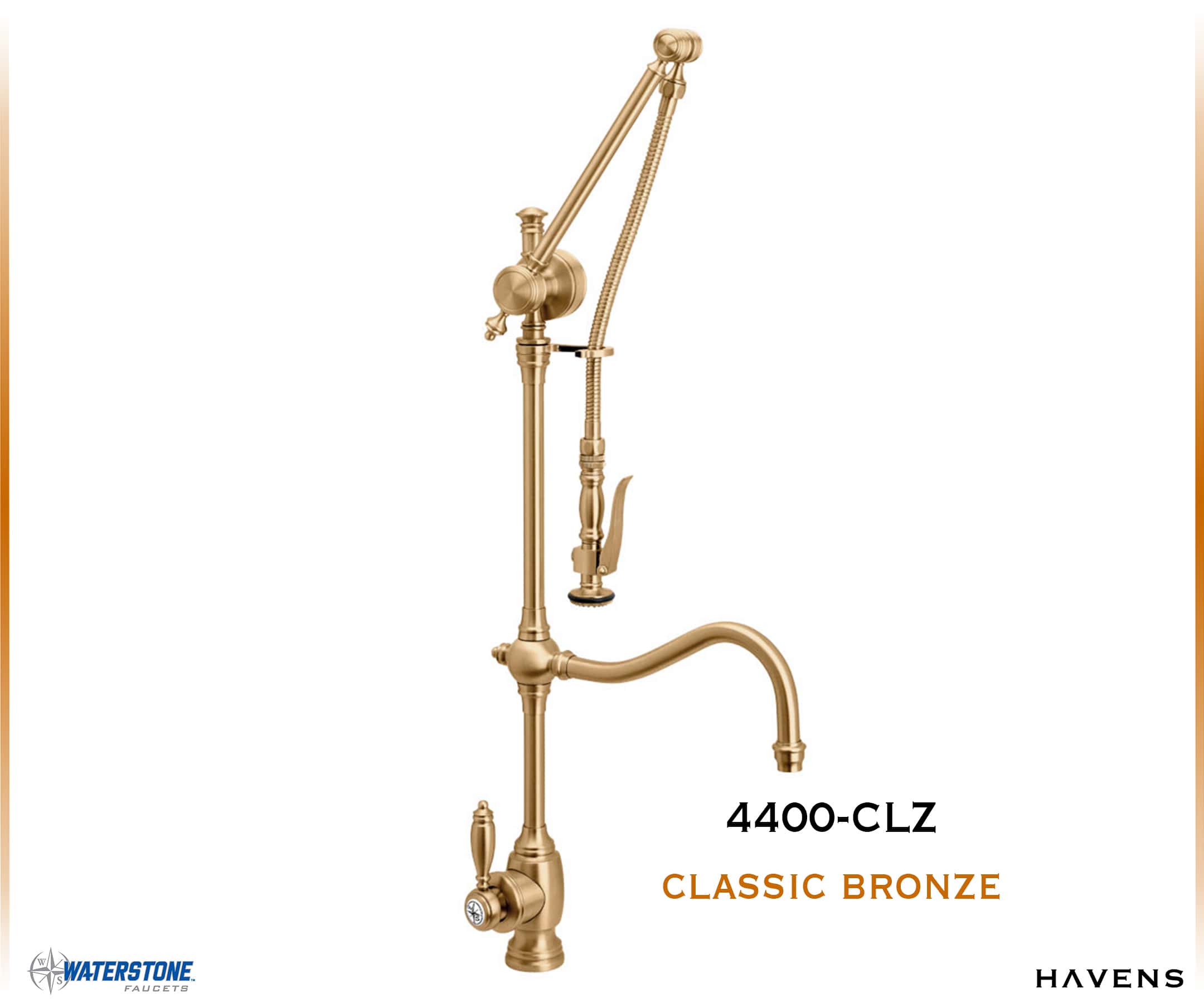 Waterstone Traditional Gantry Faucet – Hook Spout 4400 - Havens | Luxury Metals