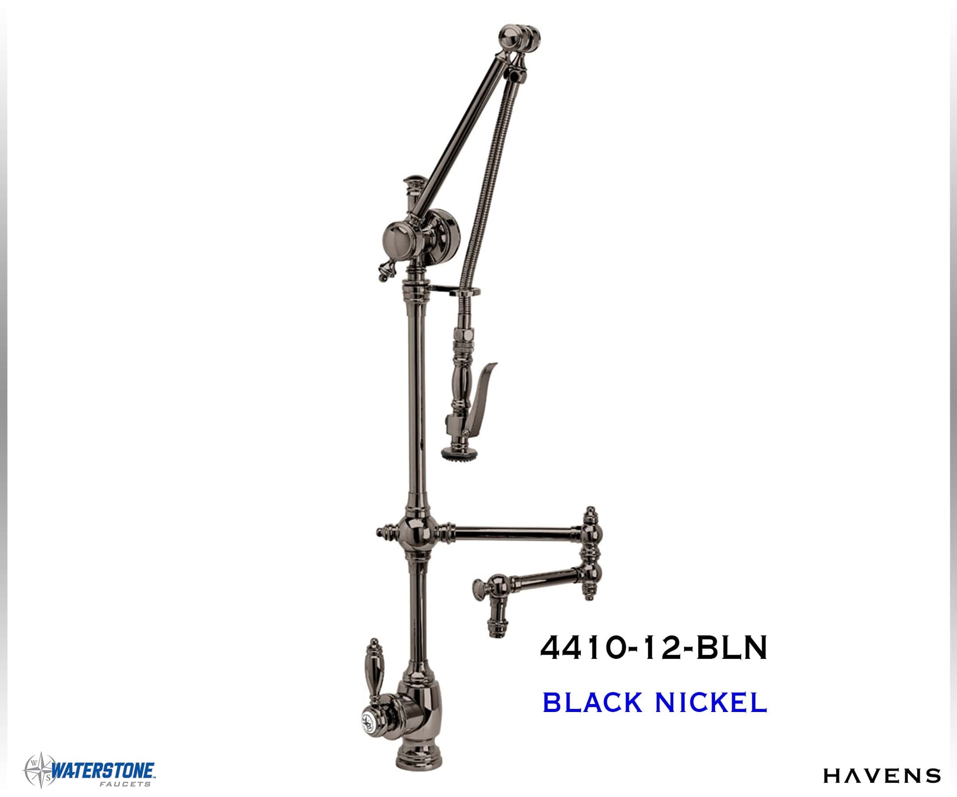 Waterstone Traditional Gantry Faucet – Articulated Spout 4410-12 - Havens | Luxury Metals