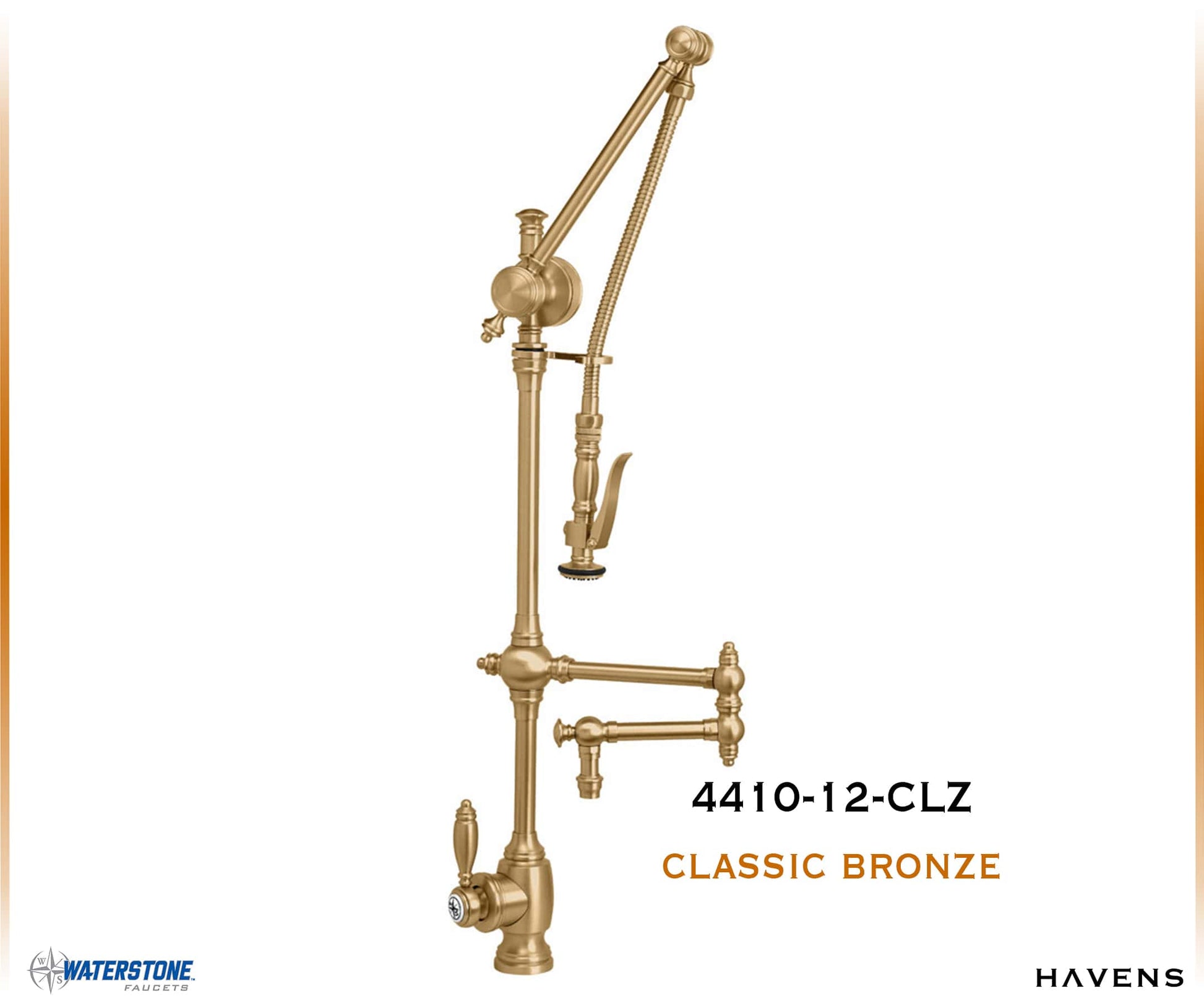 Waterstone Traditional Gantry Faucet – Articulated Spout 4410-12 - Havens | Luxury Metals