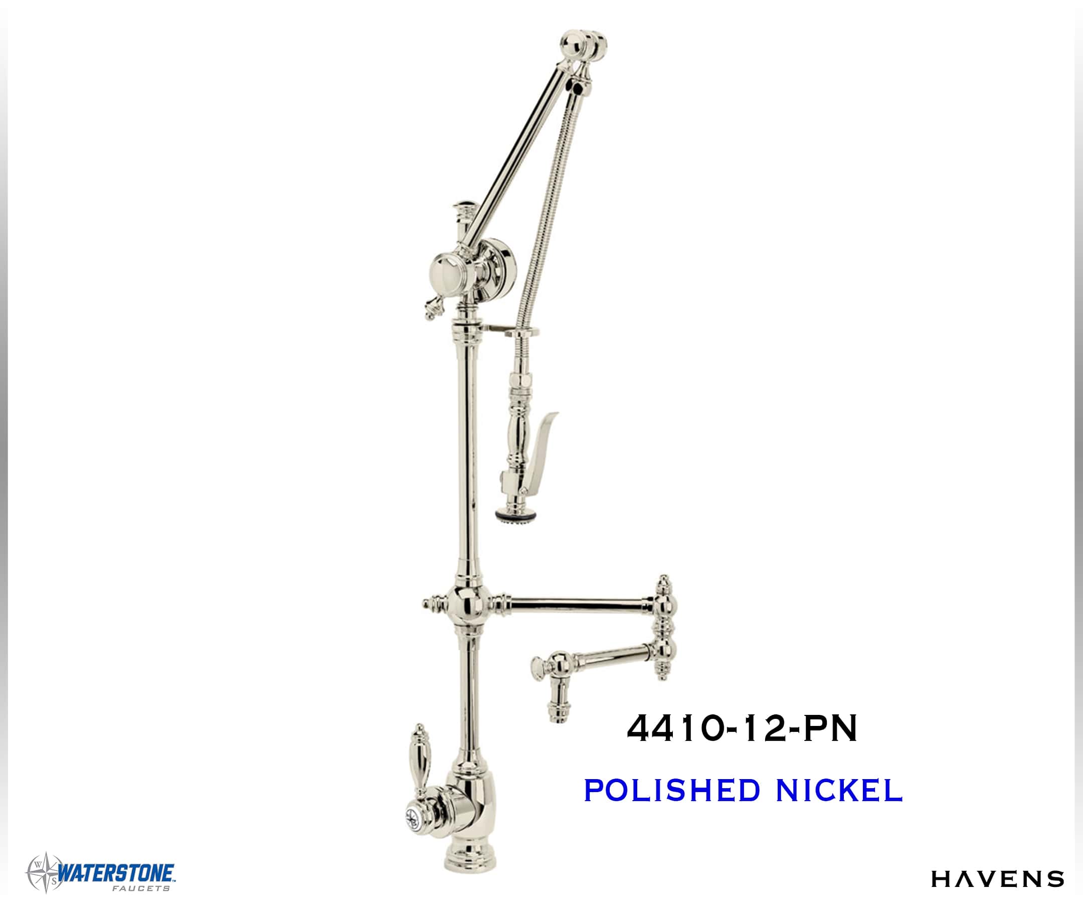 Waterstone Traditional Gantry Faucet – Articulated Spout 4410-12 - Havens | Luxury Metals